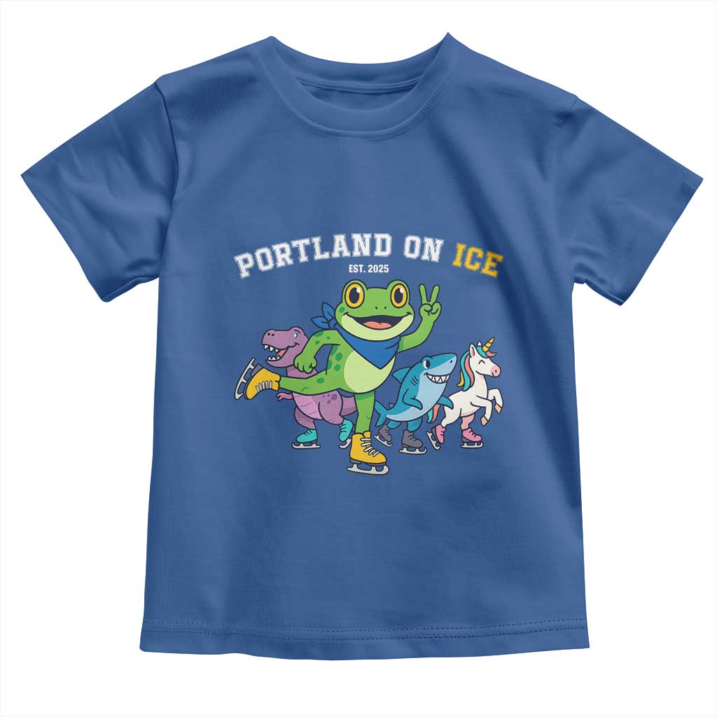 Portland On Ice 2025 Toddler T Shirt Resist Frog and Inflatable Animals Protest Sarcastic Politics - Wonder Print Shop