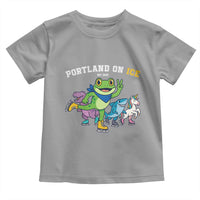 Portland On Ice 2025 Toddler T Shirt Resist Frog and Inflatable Animals Protest Sarcastic Politics - Wonder Print Shop