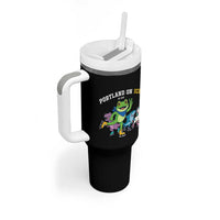 Portland On Ice 2025 Tumbler With Handle Resist Frog and Inflatable Animals Protest Sarcastic Politics - Wonder Print Shop