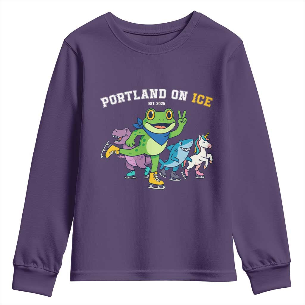 Portland On Ice 2025 Youth Sweatshirt Resist Frog and Inflatable Animals Protest Sarcastic Politics - Wonder Print Shop