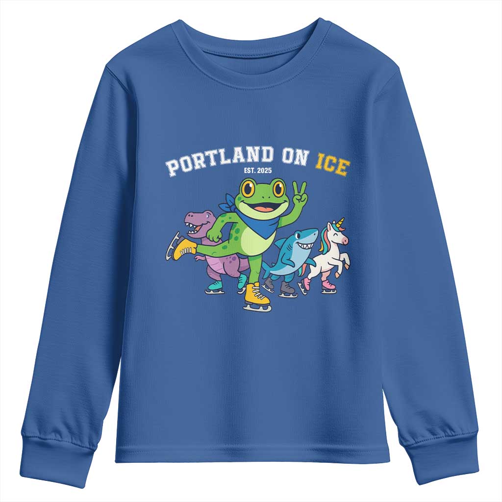 Portland On Ice 2025 Youth Sweatshirt Resist Frog and Inflatable Animals Protest Sarcastic Politics - Wonder Print Shop
