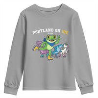 Portland On Ice 2025 Youth Sweatshirt Resist Frog and Inflatable Animals Protest Sarcastic Politics - Wonder Print Shop