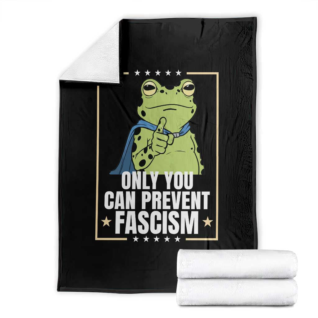 Only You Can Prevent Fascism Patriotic Frog Throw Blanket Resist Protest Poster - Wonder Print Shop