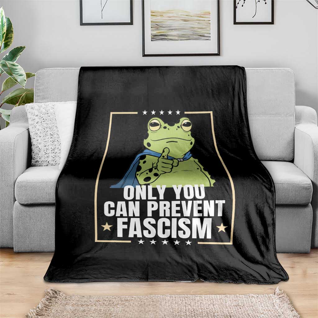 Only You Can Prevent Fascism Patriotic Frog Throw Blanket Resist Protest Poster - Wonder Print Shop