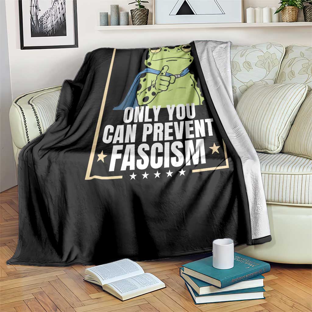 Only You Can Prevent Fascism Patriotic Frog Throw Blanket Resist Protest Poster - Wonder Print Shop
