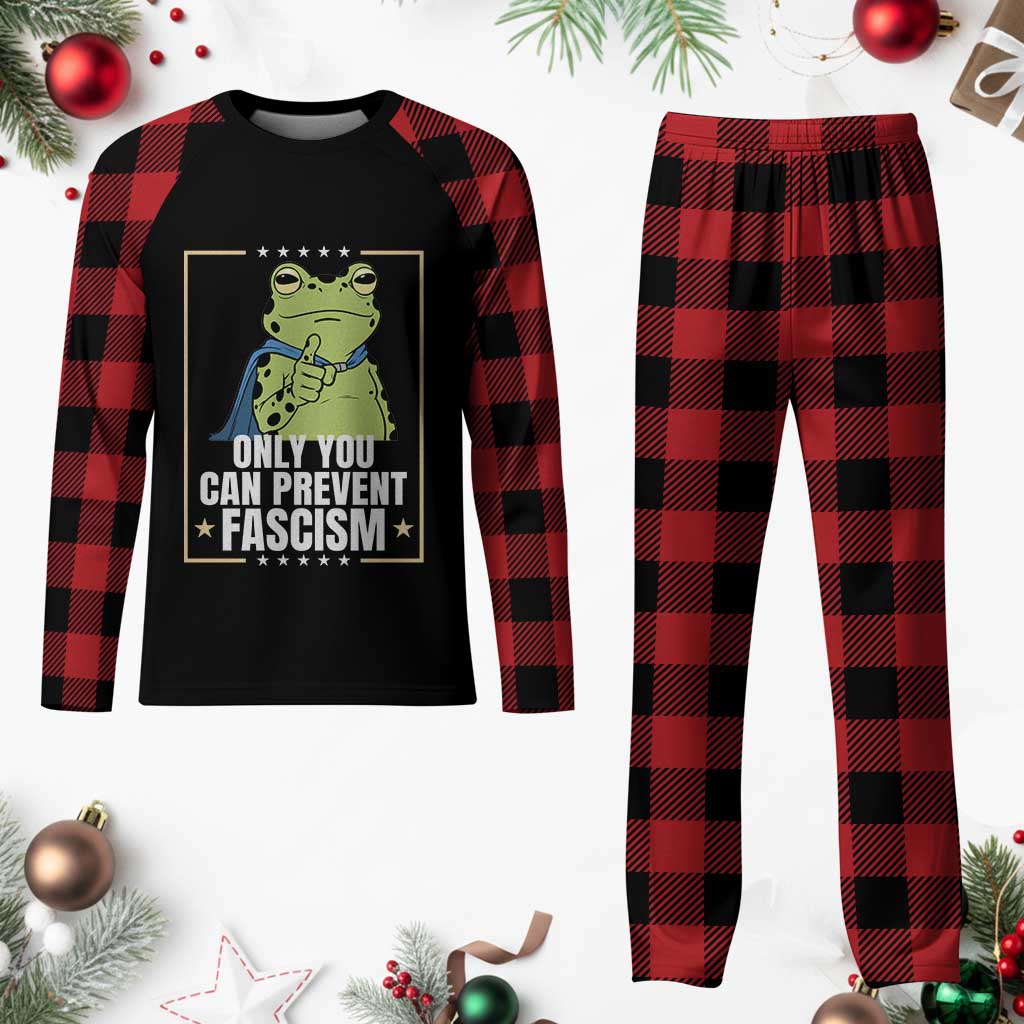 Only You Can Prevent Fascism Patriotic Frog Plaid Pajama Set Resist Protest Poster - Wonder Print Shop