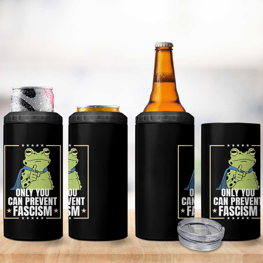 Only You Can Prevent Fascism Patriotic Frog 4 in 1 Can Cooler Tumbler Resist Protest Poster - Wonder Print Shop