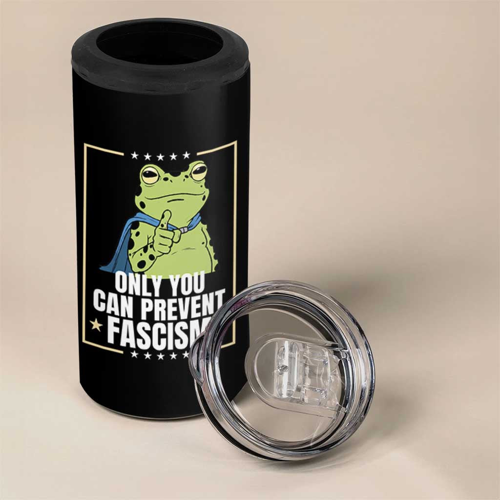 Only You Can Prevent Fascism Patriotic Frog 4 in 1 Can Cooler Tumbler Resist Protest Poster - Wonder Print Shop