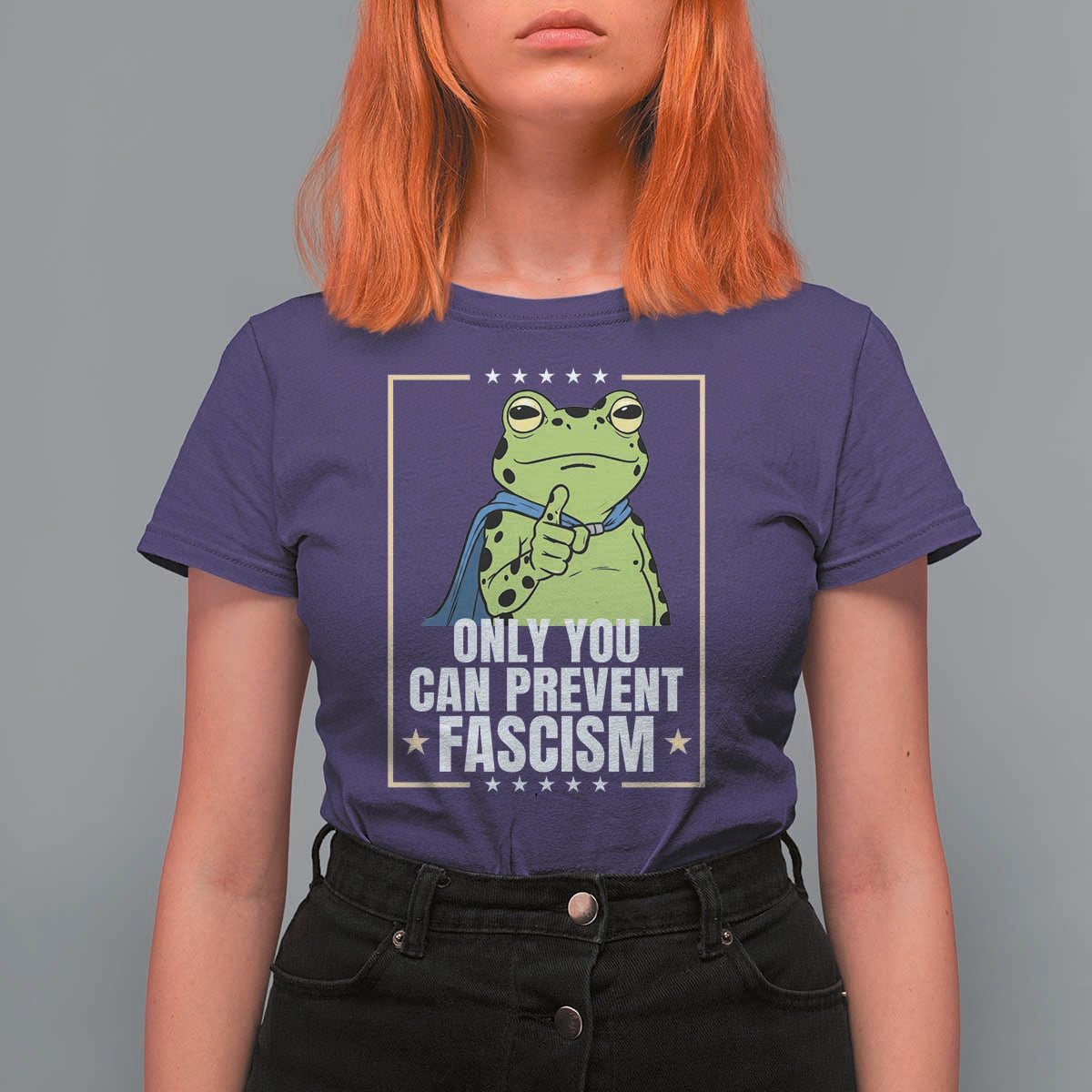 Only You Can Prevent Fascism Patriotic Frog T Shirt For Women Resist Protest Poster - Wonder Print Shop