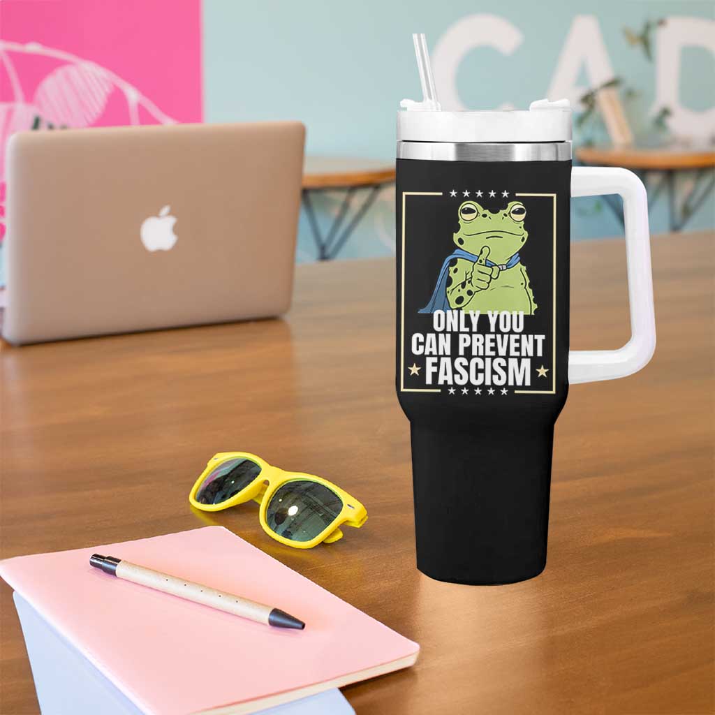 Only You Can Prevent Fascism Patriotic Frog Tumbler With Handle Resist Protest Poster - Wonder Print Shop