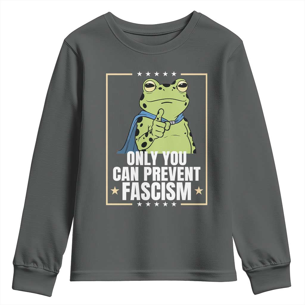 Only You Can Prevent Fascism Patriotic Frog Youth Sweatshirt Resist Protest Poster - Wonder Print Shop
