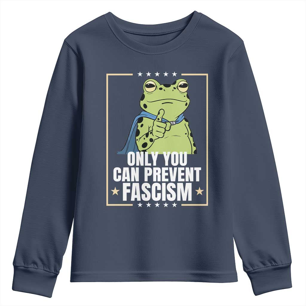 Only You Can Prevent Fascism Patriotic Frog Youth Sweatshirt Resist Protest Poster - Wonder Print Shop