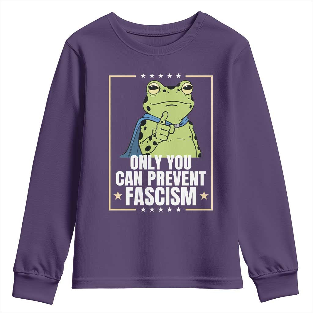 Only You Can Prevent Fascism Patriotic Frog Youth Sweatshirt Resist Protest Poster - Wonder Print Shop