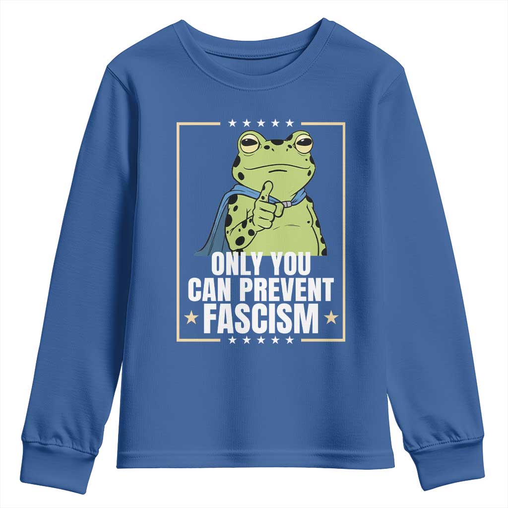Only You Can Prevent Fascism Patriotic Frog Youth Sweatshirt Resist Protest Poster - Wonder Print Shop