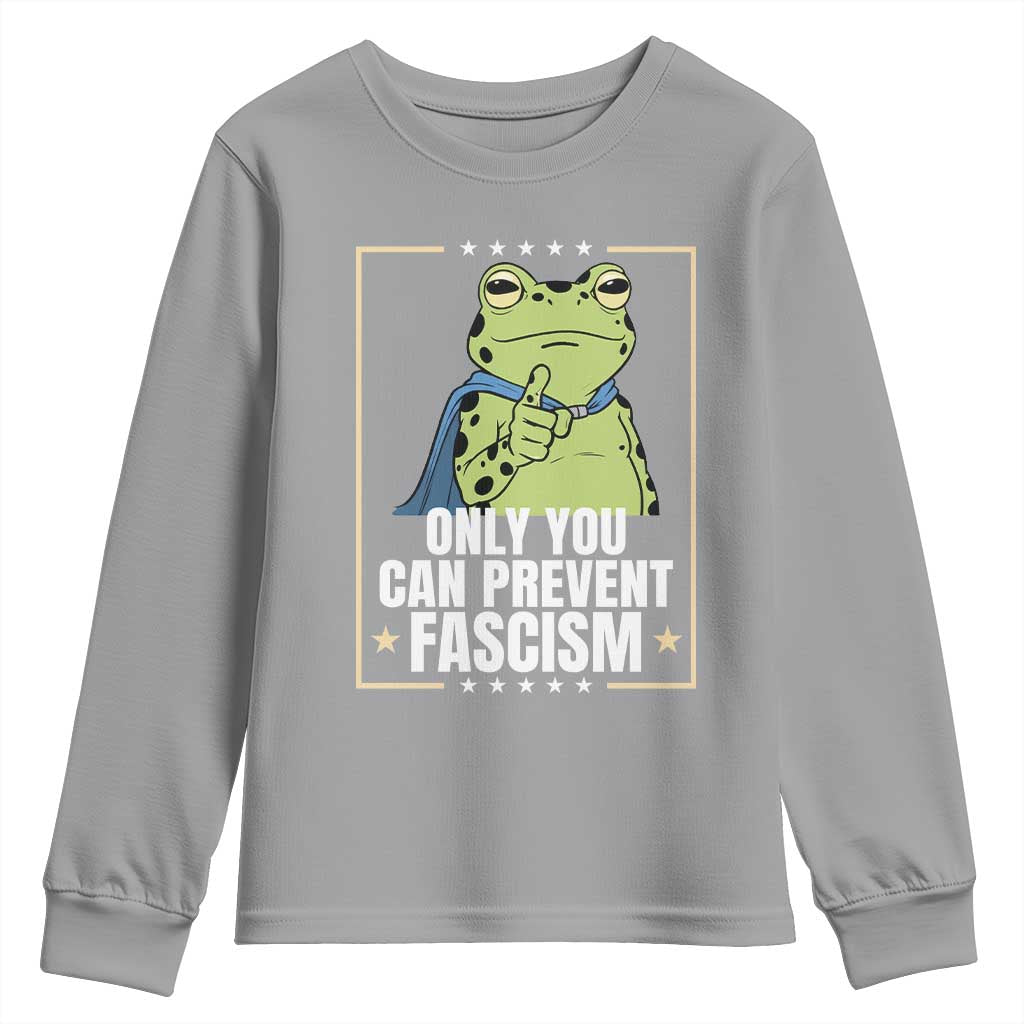 Only You Can Prevent Fascism Patriotic Frog Youth Sweatshirt Resist Protest Poster - Wonder Print Shop
