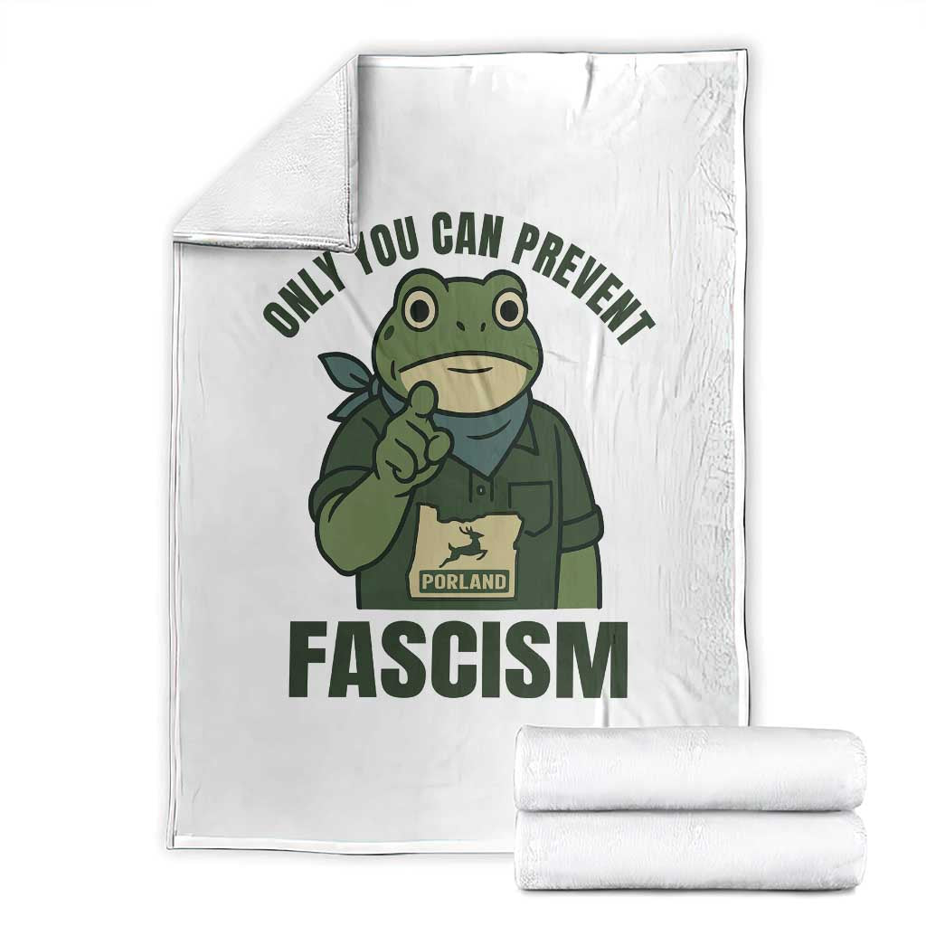 Only You Can Prevent Fascism Portland Frog Throw Blanket Resist Protest Forest Ranger - Wonder Print Shop
