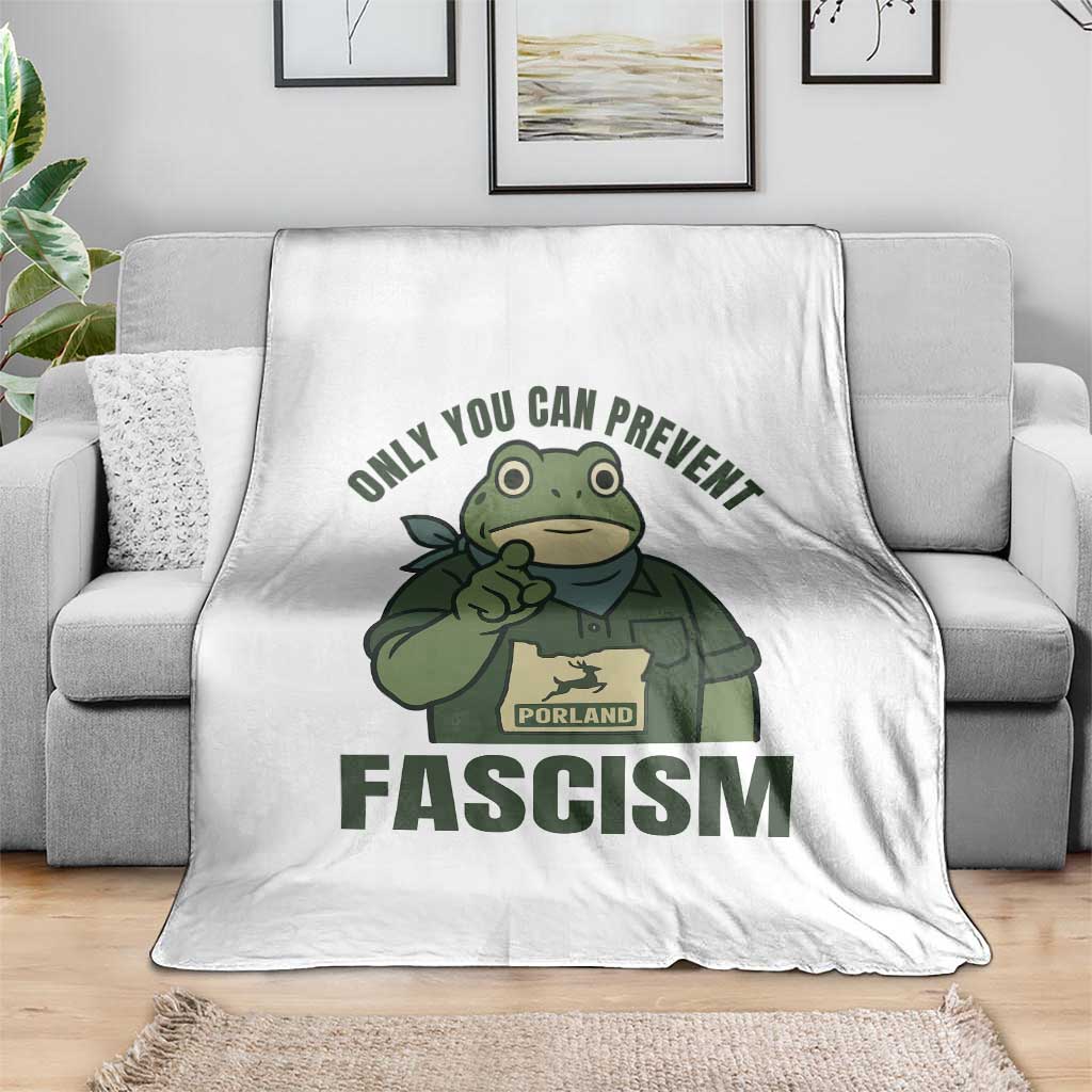 Only You Can Prevent Fascism Portland Frog Throw Blanket Resist Protest Forest Ranger - Wonder Print Shop