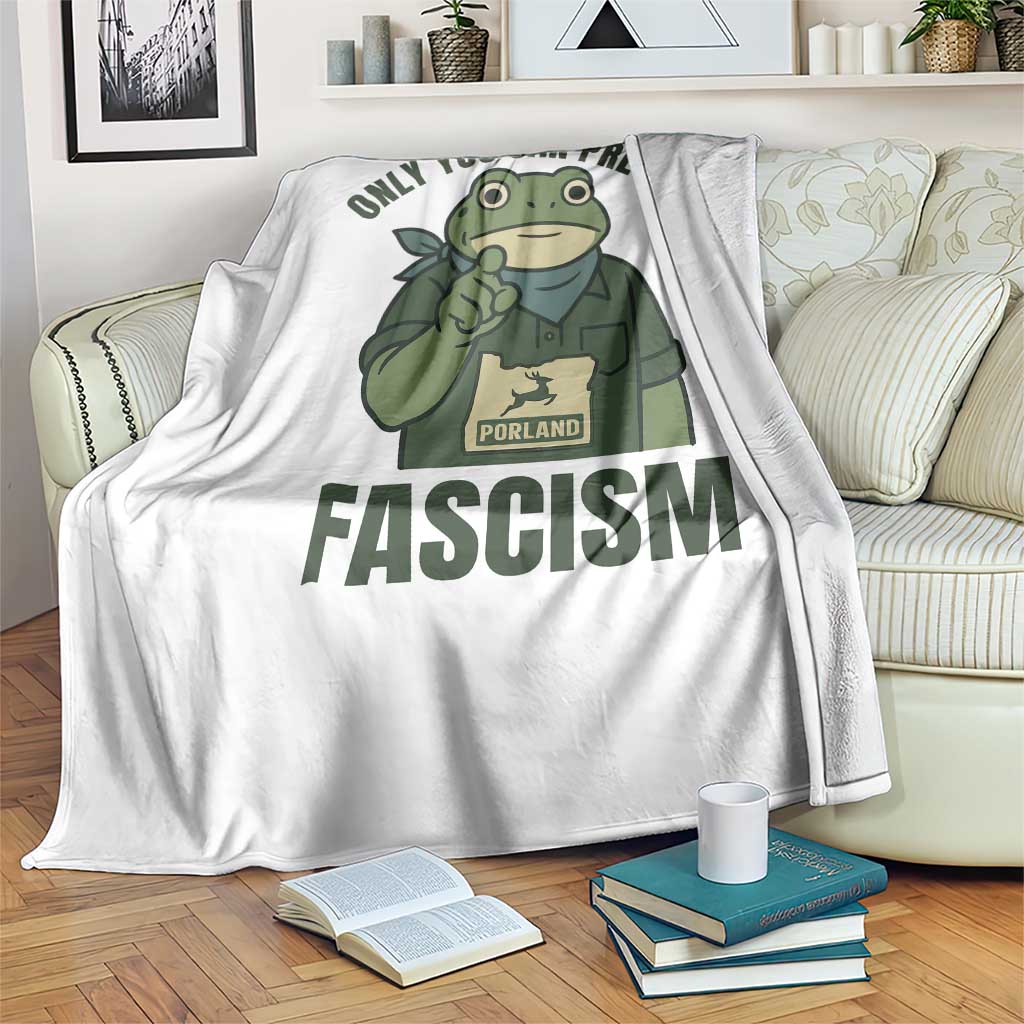 Only You Can Prevent Fascism Portland Frog Throw Blanket Resist Protest Forest Ranger - Wonder Print Shop