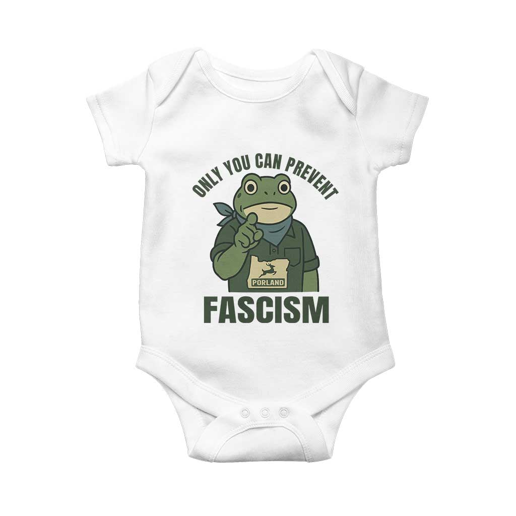 Only You Can Prevent Fascism Portland Frog Baby Onesie Resist Protest Forest Ranger - Wonder Print Shop