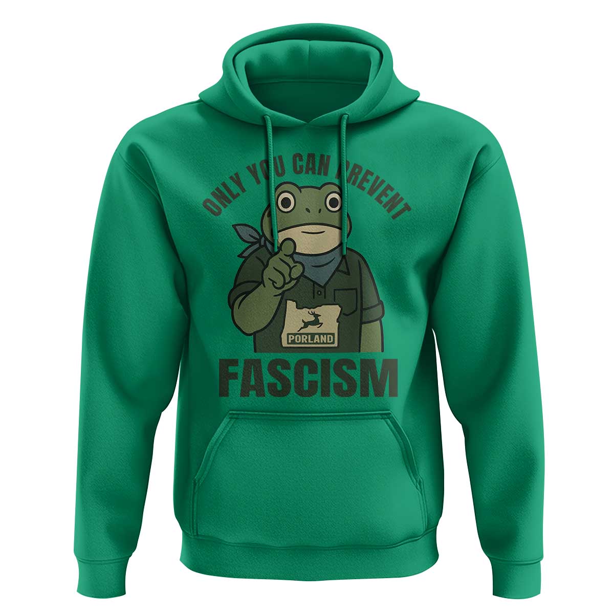 Only You Can Prevent Fascism Portland Frog Hoodie Resist Protest Forest Ranger - Wonder Print Shop