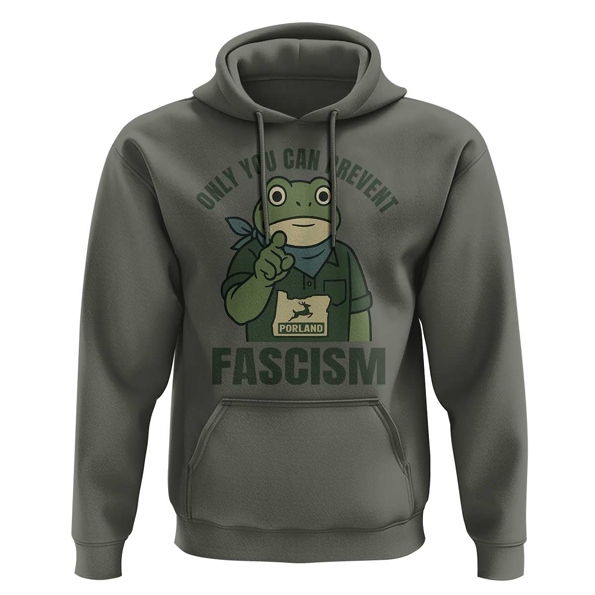 Only You Can Prevent Fascism Portland Frog Hoodie Resist Protest Forest Ranger - Wonder Print Shop