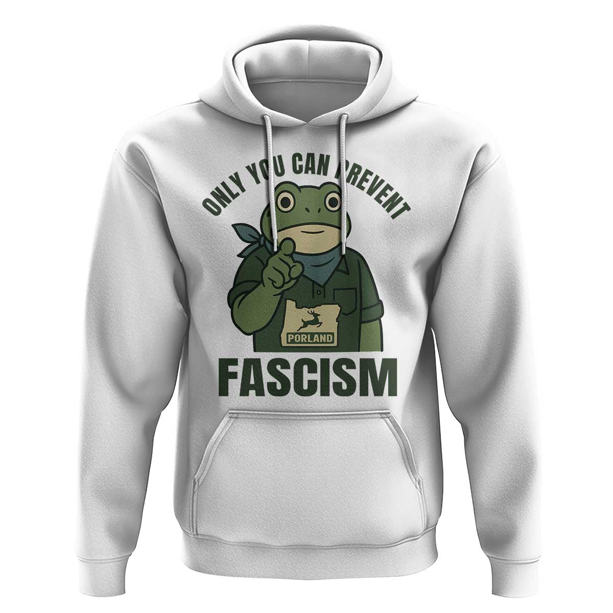 Only You Can Prevent Fascism Portland Frog Hoodie Resist Protest Forest Ranger - Wonder Print Shop