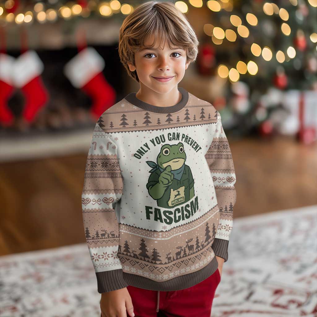 Only You Can Prevent Fascism Portland Frog Ugly Christmas Sweater Resist Protest Forest Ranger - Wonder Print Shop