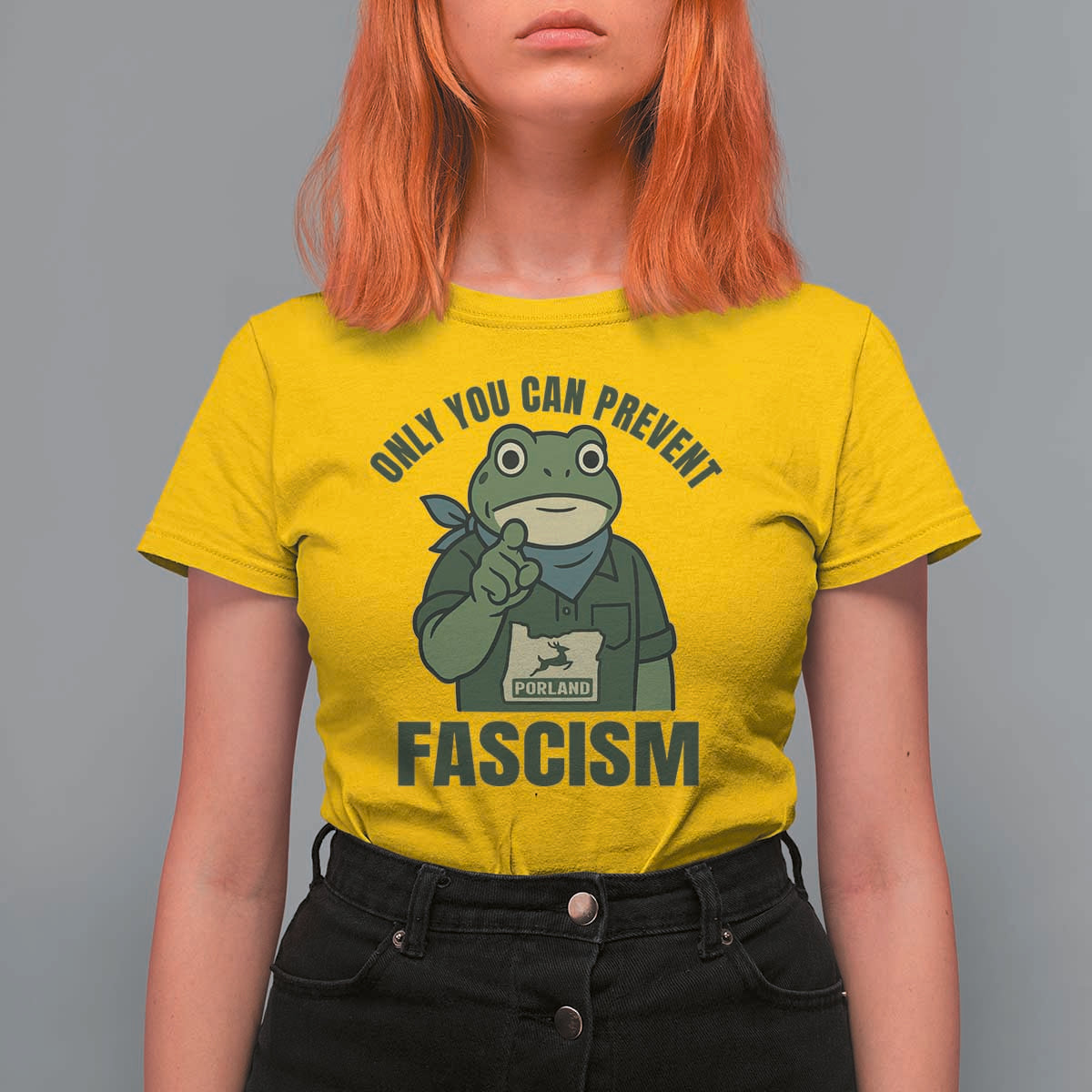 Only You Can Prevent Fascism Portland Frog T Shirt For Women Resist Protest Forest Ranger - Wonder Print Shop