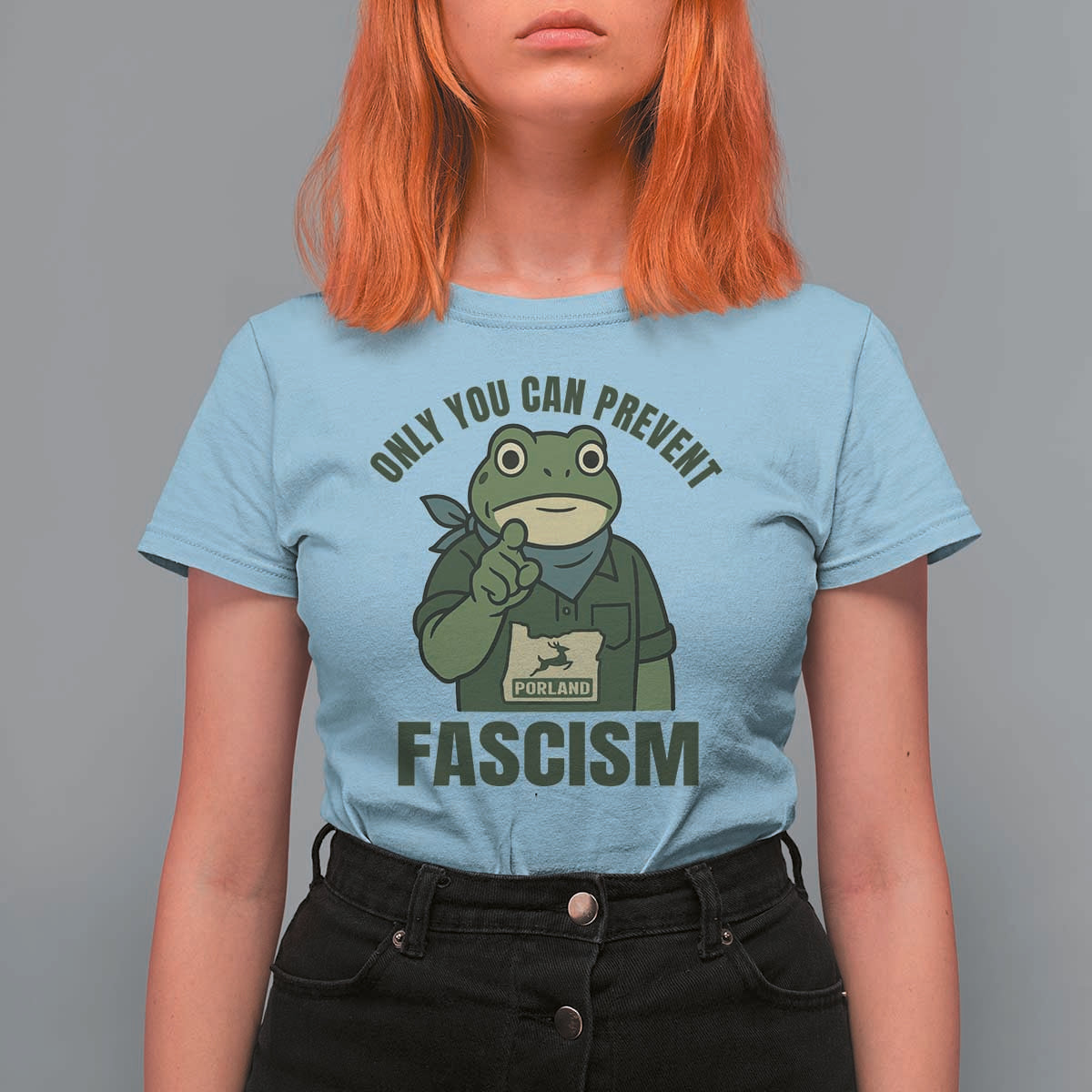 Only You Can Prevent Fascism Portland Frog T Shirt For Women Resist Protest Forest Ranger - Wonder Print Shop