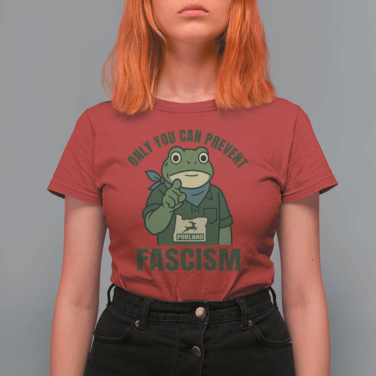 Only You Can Prevent Fascism Portland Frog T Shirt For Women Resist Protest Forest Ranger - Wonder Print Shop