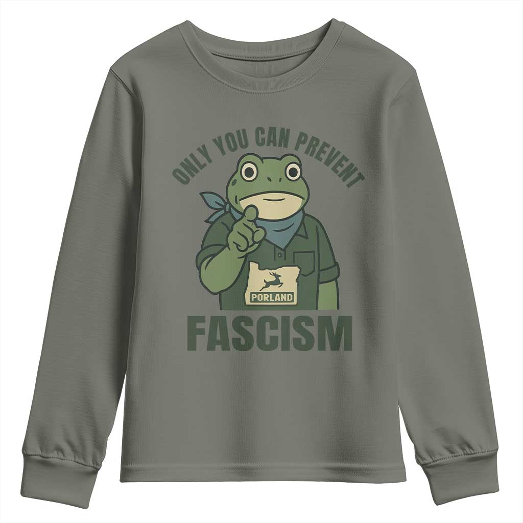 Only You Can Prevent Fascism Portland Frog Youth Sweatshirt Resist Protest Forest Ranger - Wonder Print Shop