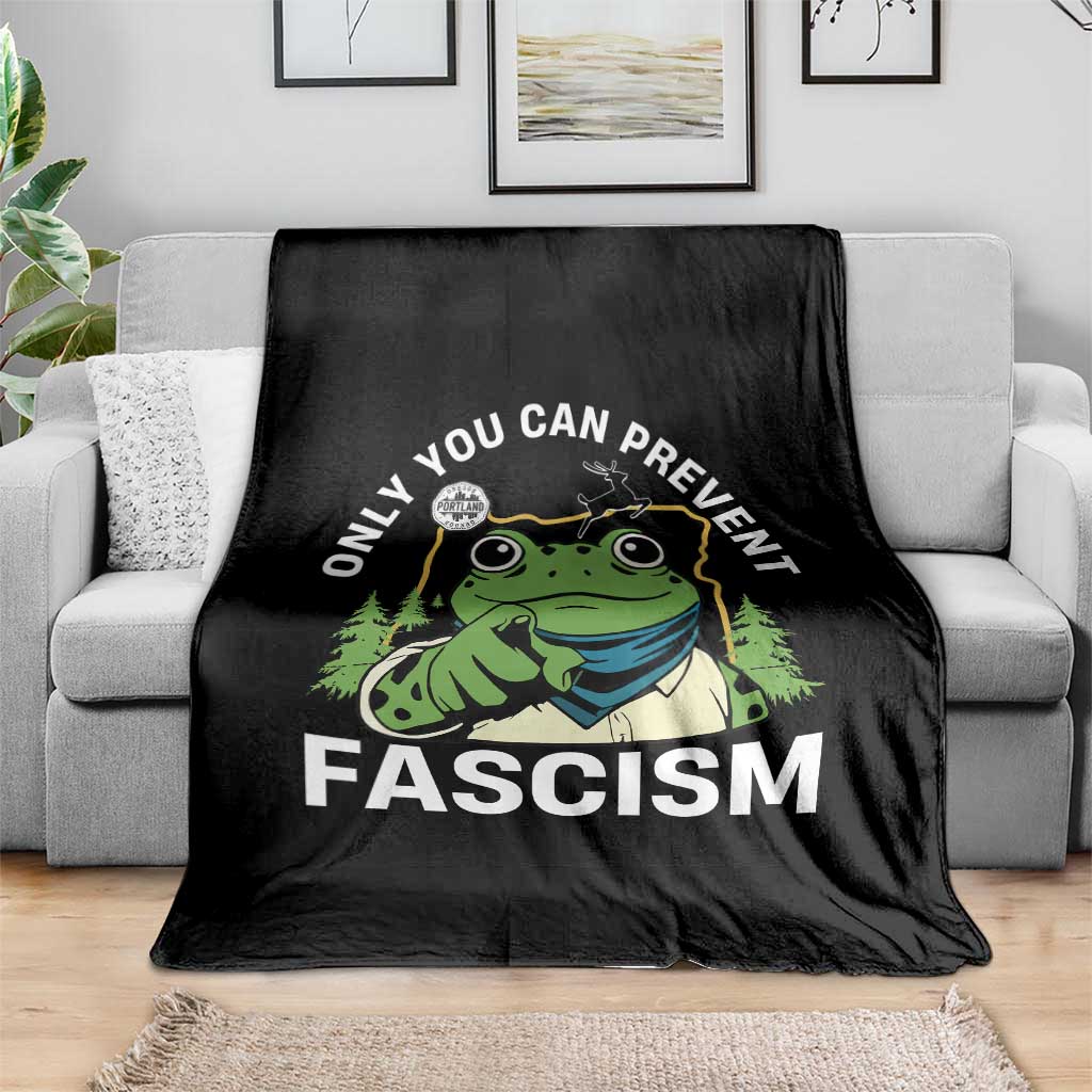 Only You Can Prevent Fascism Portland Frog Throw Blanket Resist Protest Scenic Edition - Wonder Print Shop