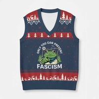 Only You Can Prevent Fascism Portland Frog V-Neck Knit Sweater Vest Resist Protest Scenic Edition - Wonder Print Shop