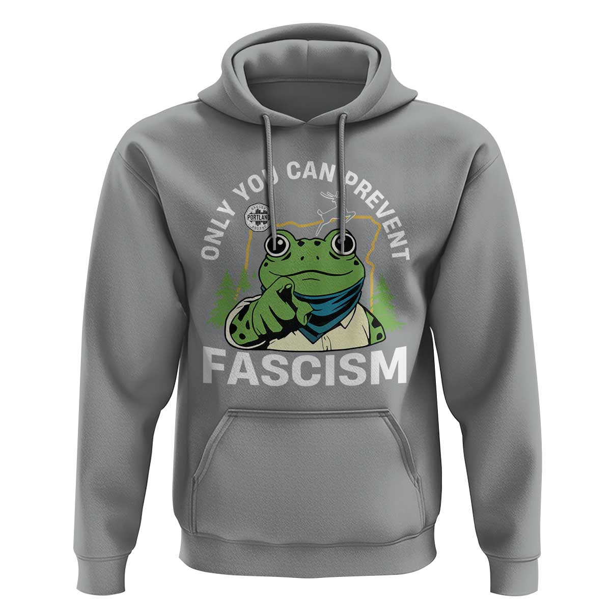 Only You Can Prevent Fascism Portland Frog Hoodie Resist Protest Scenic Edition - Wonder Print Shop