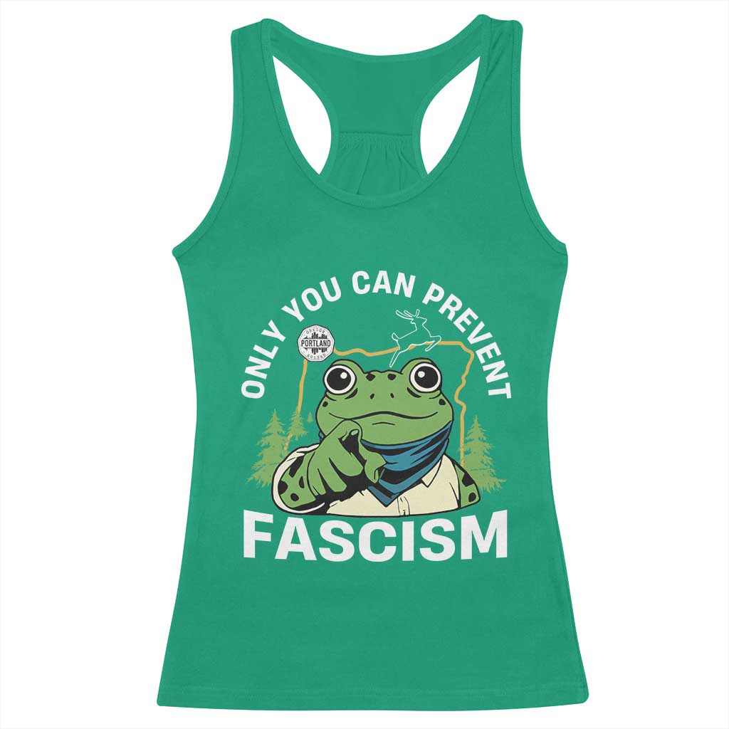 Only You Can Prevent Fascism Portland Frog Racerback Tank Top Resist Protest Scenic Edition - Wonder Print Shop