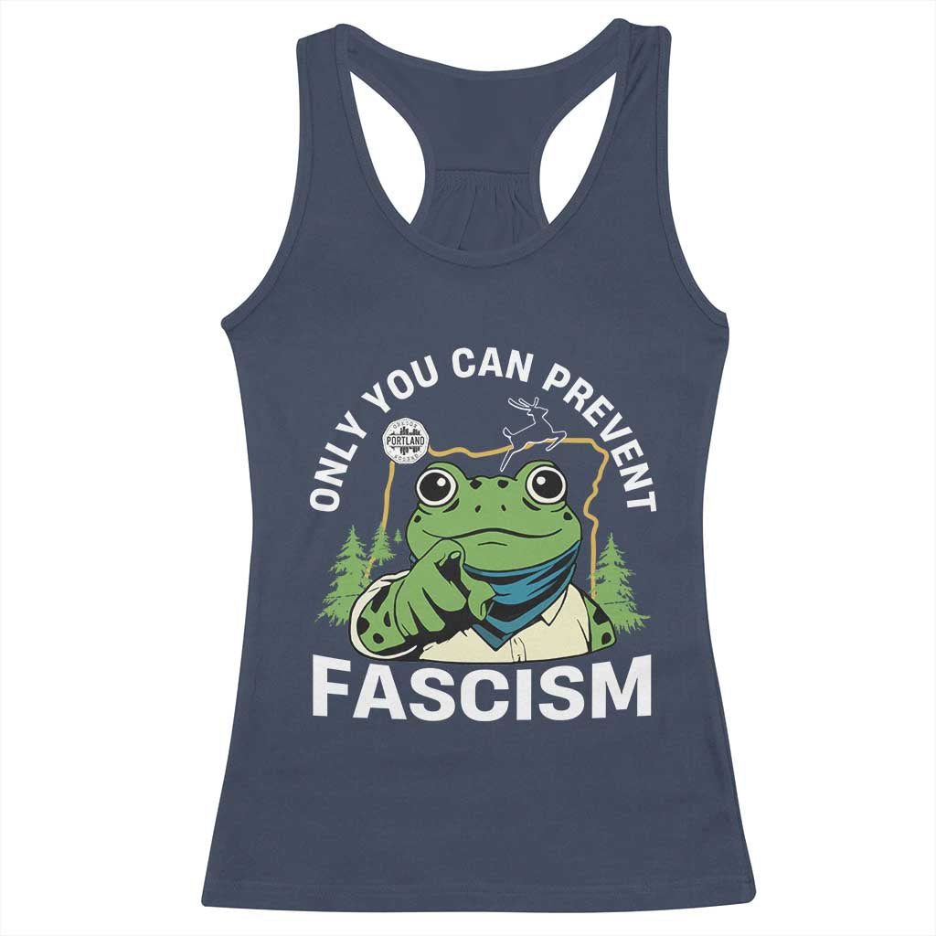 Only You Can Prevent Fascism Portland Frog Racerback Tank Top Resist Protest Scenic Edition - Wonder Print Shop