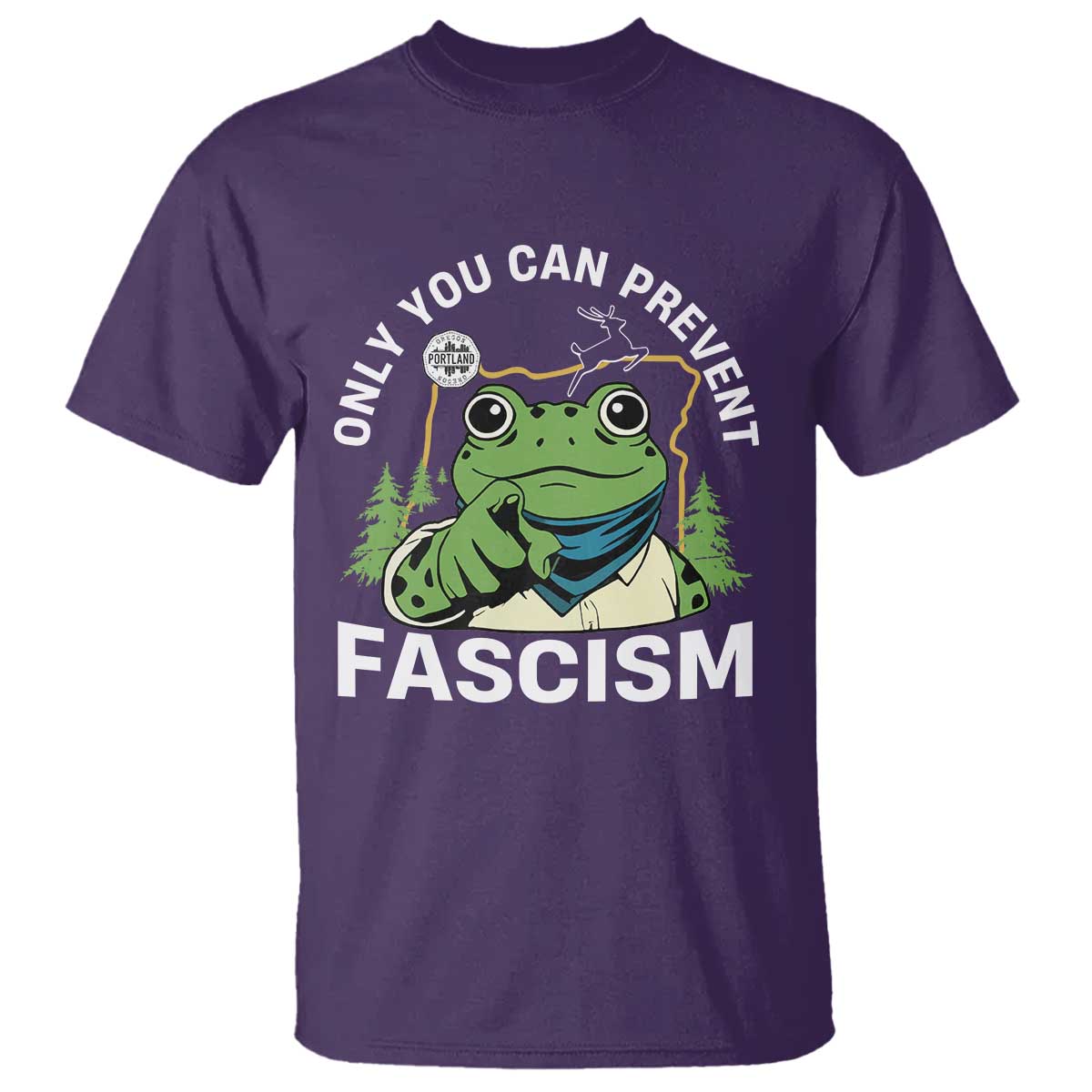 Only You Can Prevent Fascism Portland Frog T Shirt Resist Protest Scenic Edition - Wonder Print Shop