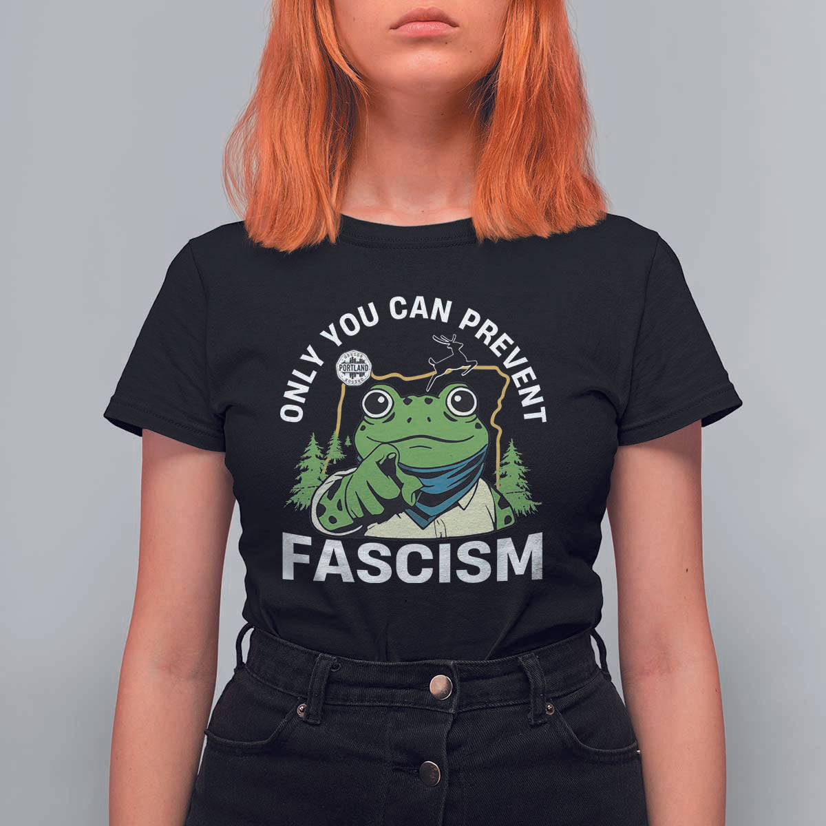 Only You Can Prevent Fascism Portland Frog T Shirt For Women Resist Protest Scenic Edition - Wonder Print Shop