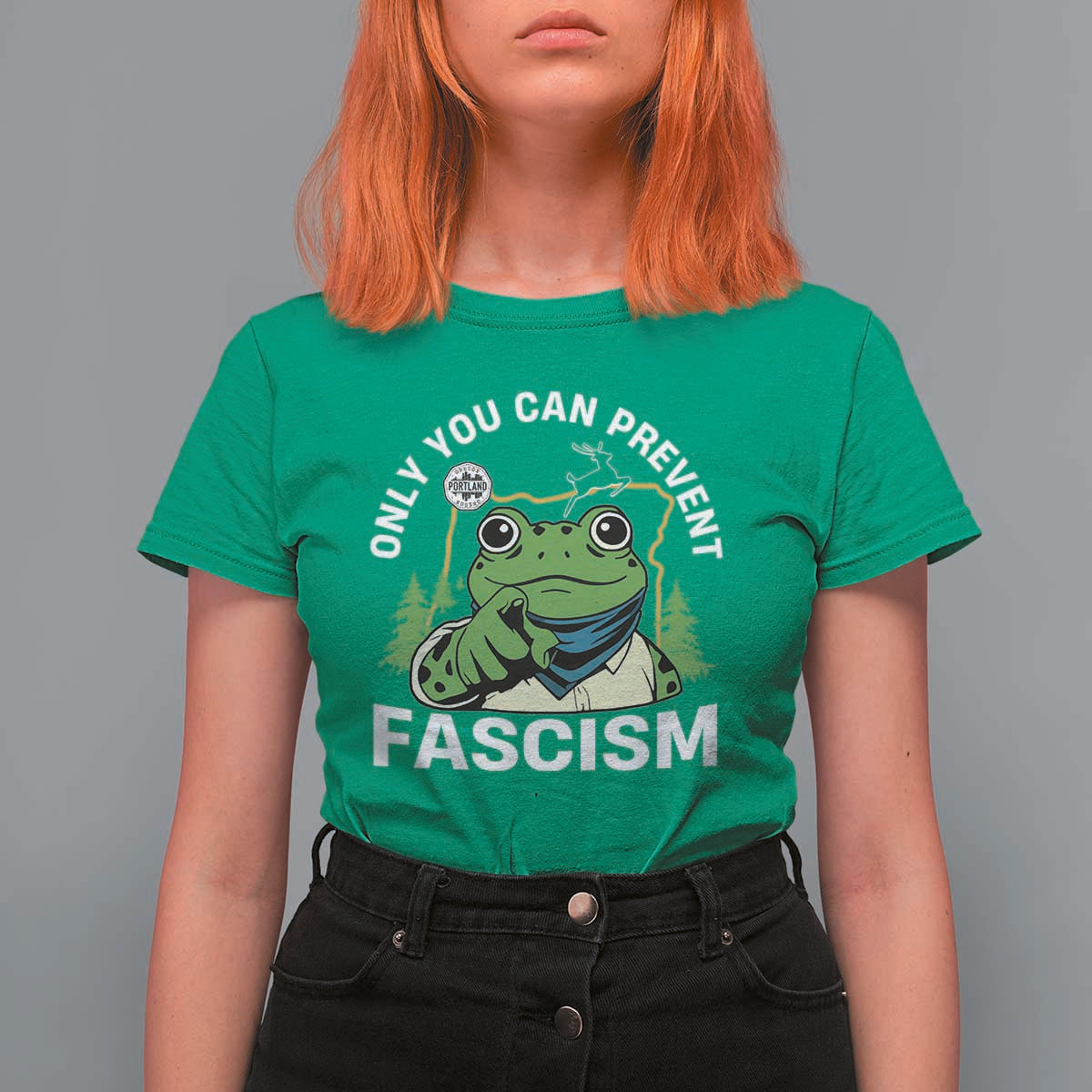 Only You Can Prevent Fascism Portland Frog T Shirt For Women Resist Protest Scenic Edition - Wonder Print Shop