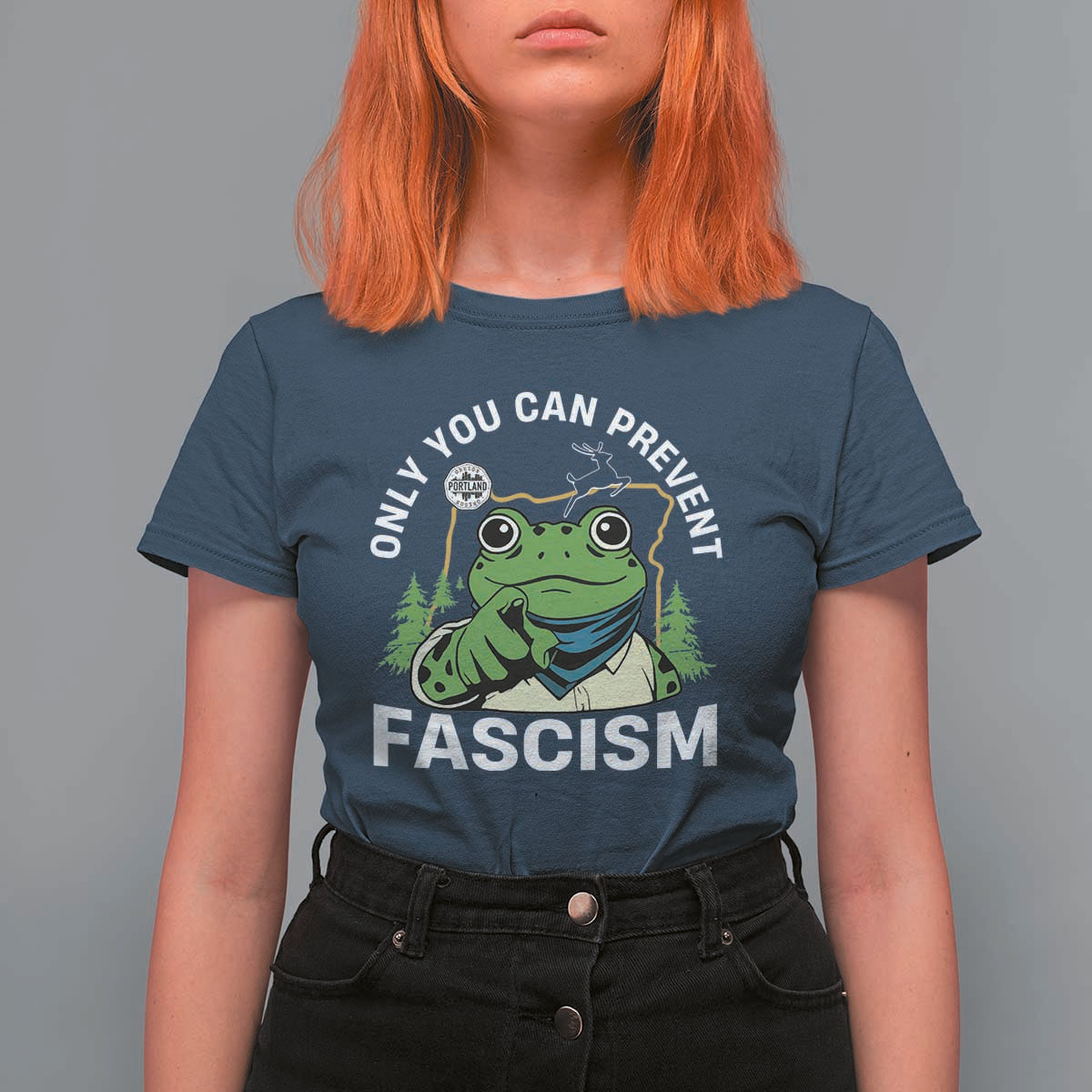 Only You Can Prevent Fascism Portland Frog T Shirt For Women Resist Protest Scenic Edition - Wonder Print Shop