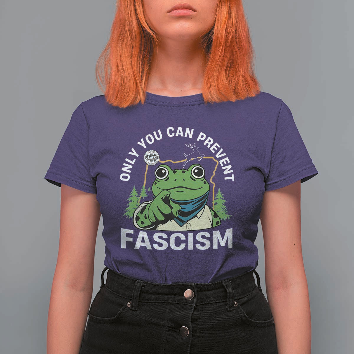 Only You Can Prevent Fascism Portland Frog T Shirt For Women Resist Protest Scenic Edition - Wonder Print Shop