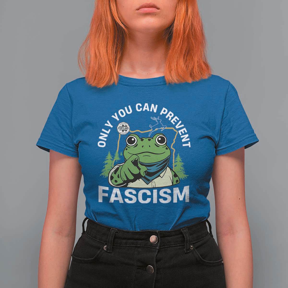 Only You Can Prevent Fascism Portland Frog T Shirt For Women Resist Protest Scenic Edition - Wonder Print Shop
