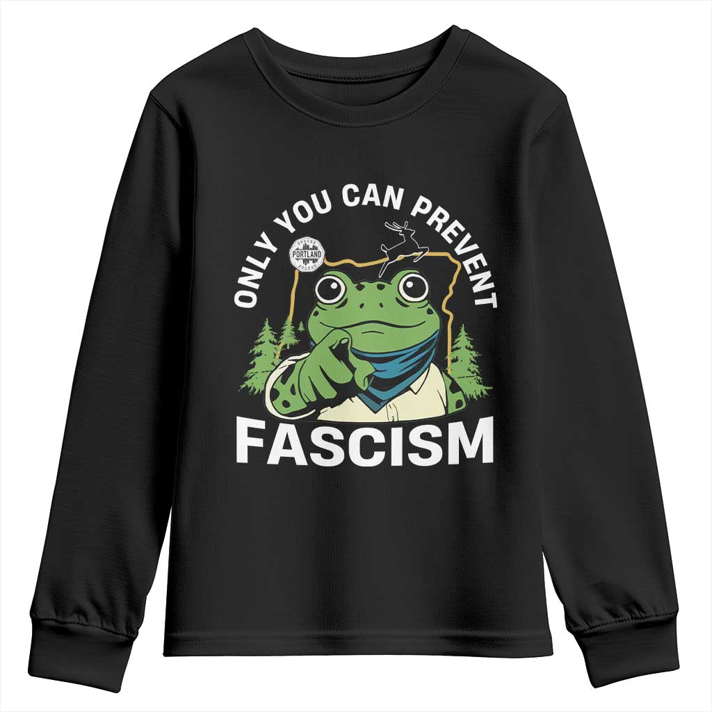 Only You Can Prevent Fascism Portland Frog Youth Sweatshirt Resist Protest Scenic Edition - Wonder Print Shop