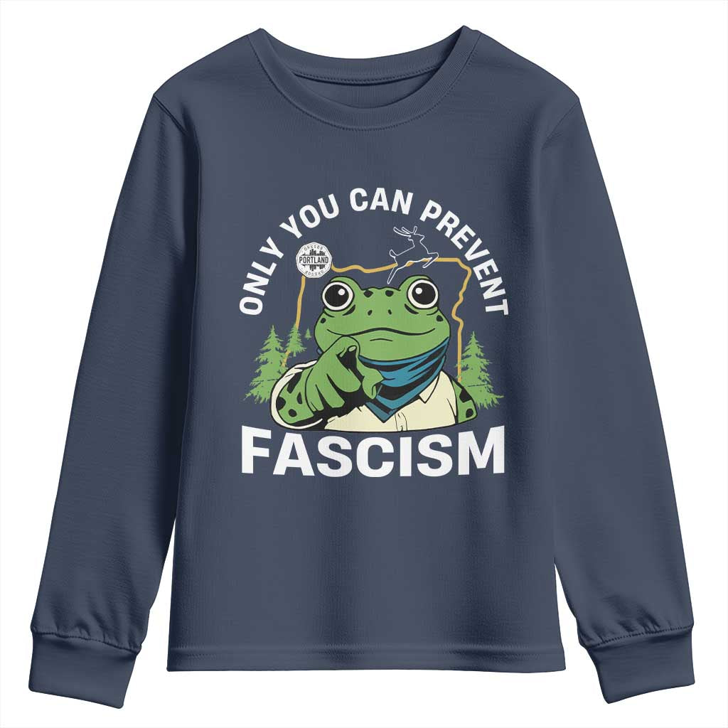 Only You Can Prevent Fascism Portland Frog Youth Sweatshirt Resist Protest Scenic Edition - Wonder Print Shop