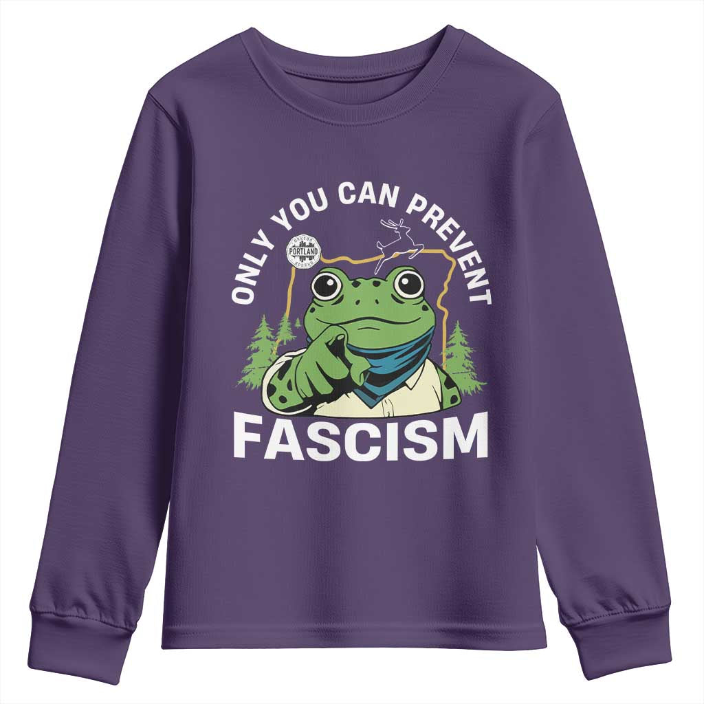 Only You Can Prevent Fascism Portland Frog Youth Sweatshirt Resist Protest Scenic Edition - Wonder Print Shop