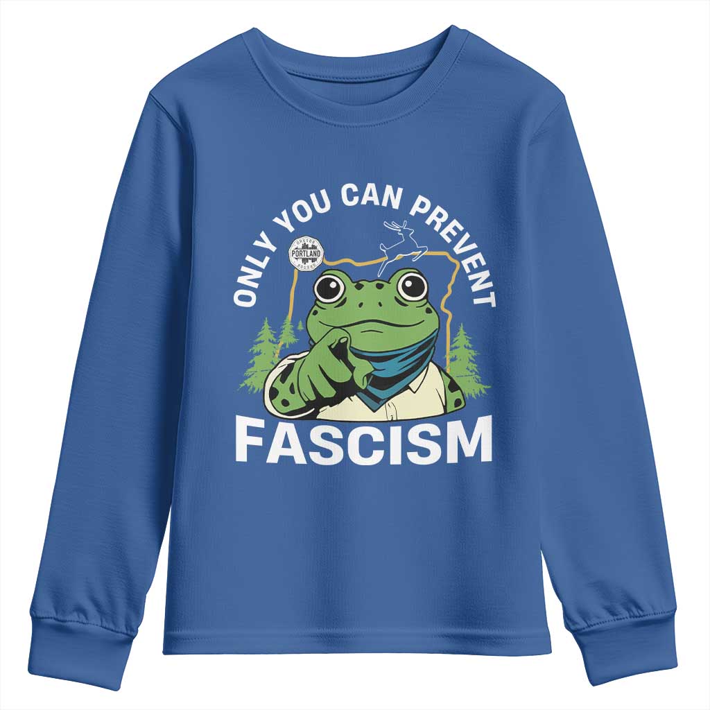 Only You Can Prevent Fascism Portland Frog Youth Sweatshirt Resist Protest Scenic Edition - Wonder Print Shop