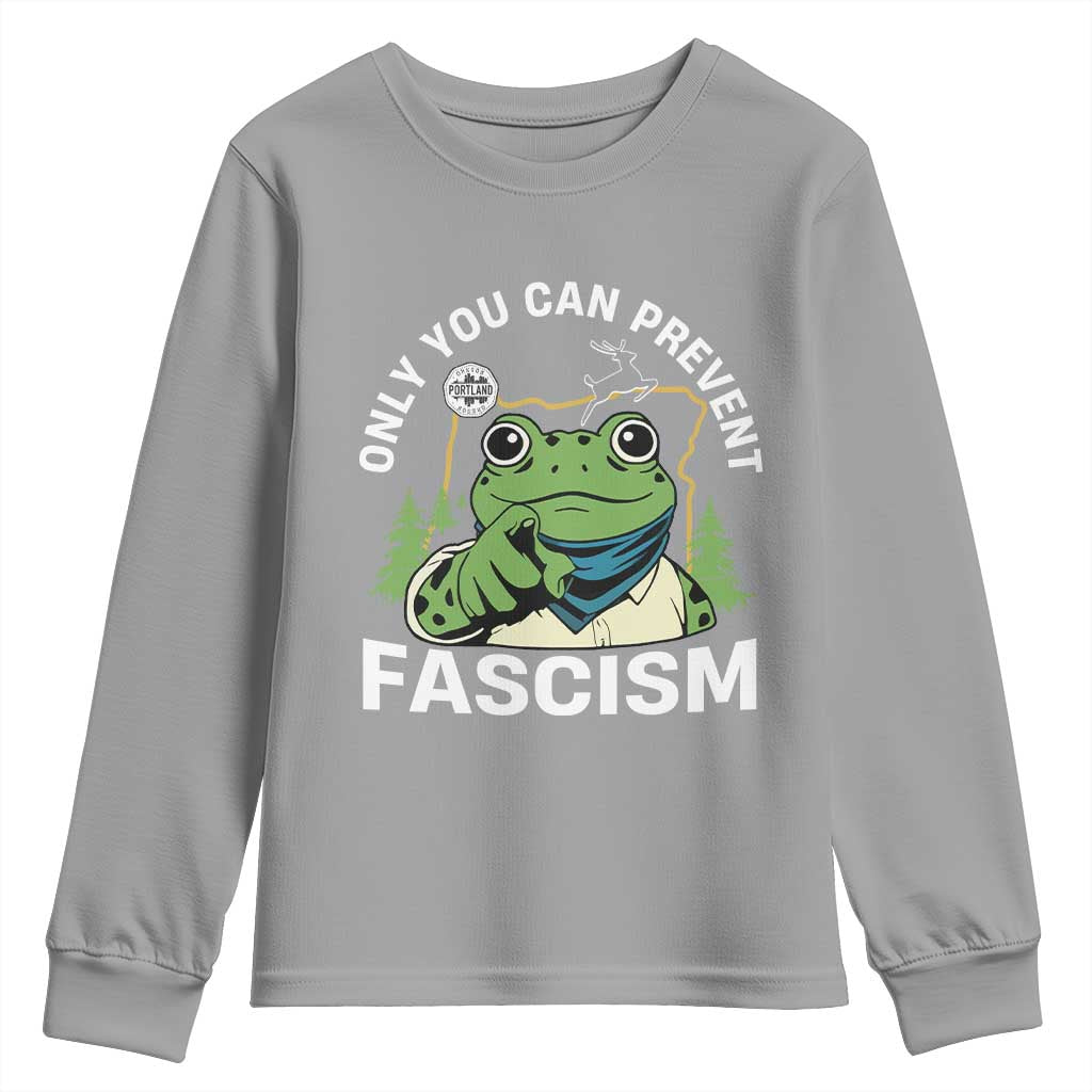 Only You Can Prevent Fascism Portland Frog Youth Sweatshirt Resist Protest Scenic Edition - Wonder Print Shop