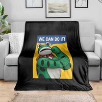 We Can Do It Rosie Frog Throw Blanket Resist Protest Parody Feminist Retro Poster - Wonder Print Shop
