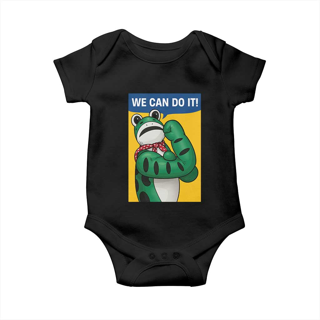 We Can Do It Rosie Frog Baby Onesie Resist Protest Parody Feminist Retro Poster - Wonder Print Shop