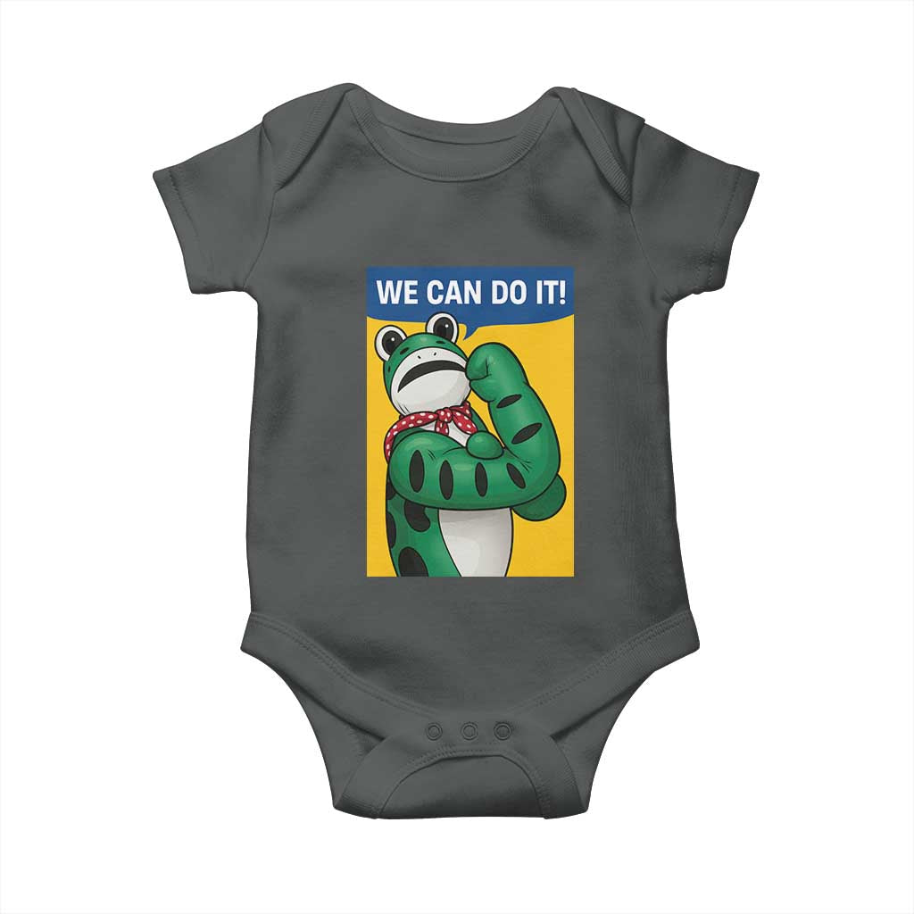 We Can Do It Rosie Frog Baby Onesie Resist Protest Parody Feminist Retro Poster - Wonder Print Shop